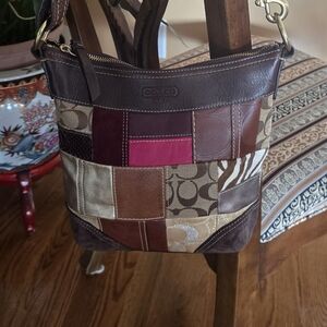 Like New Coach Patchwork Leather Crossbody Bag Multicolor Rare Y2K